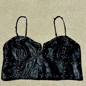 Boohoo Leather studded bra top black 12
